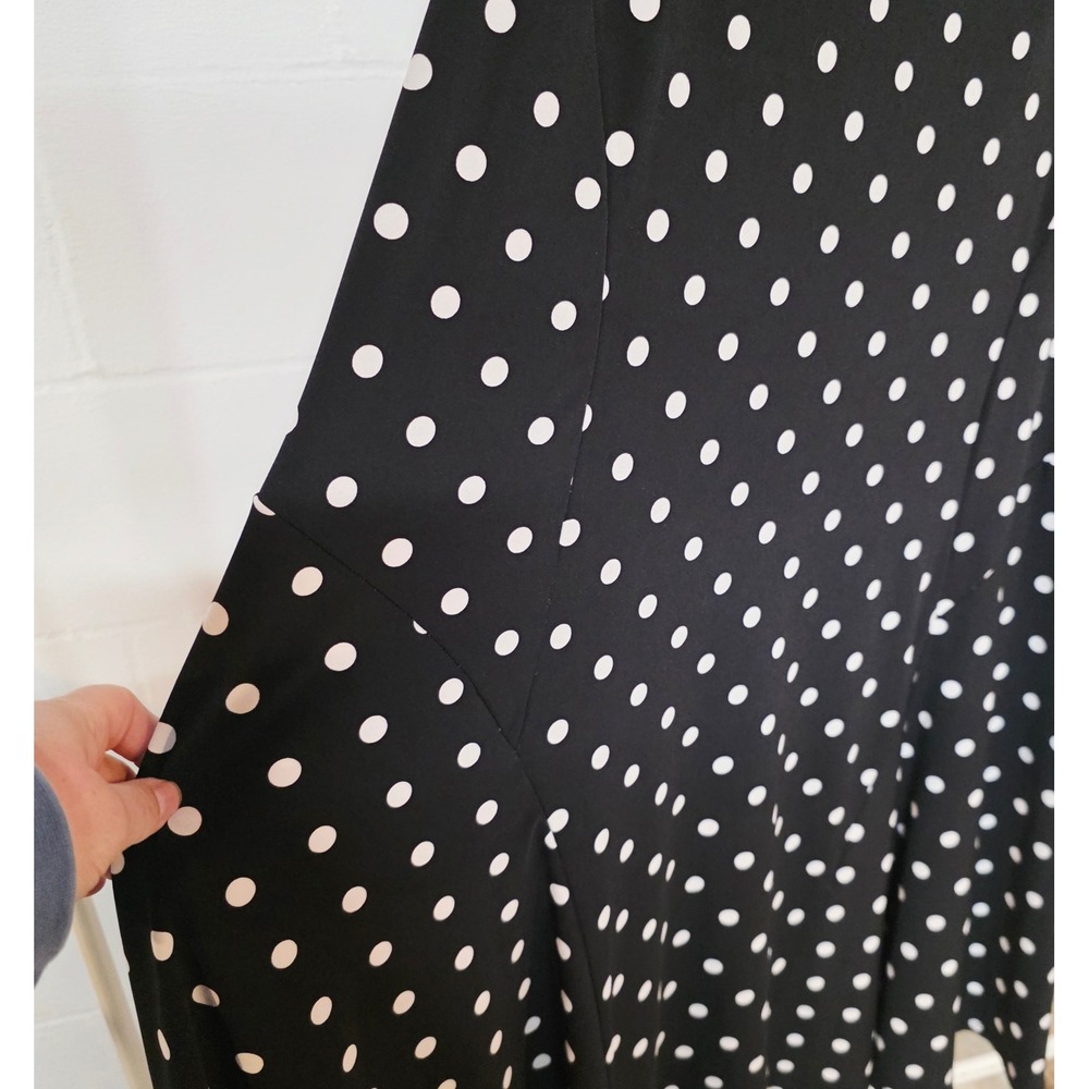 Susan Graver Womens Plus 1X Black White Polka Dot Sleeveless Fit & Flare Dress - Picture 11 of 11